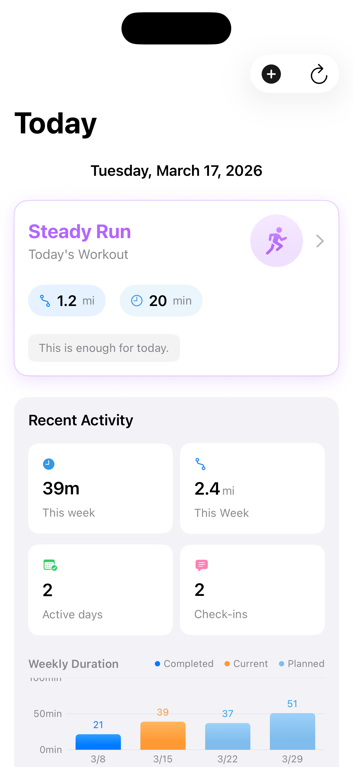 FinishStrong TodayView screenshot